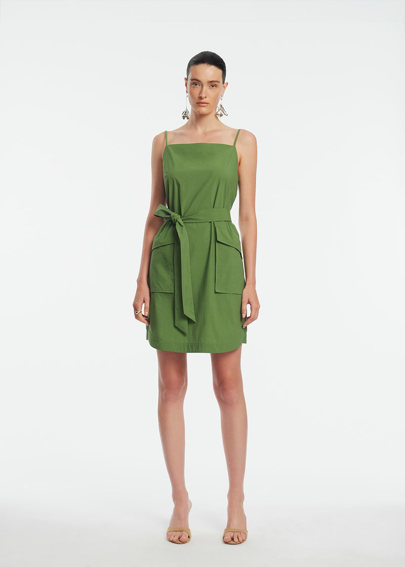 Tech Poplin Belted Dress