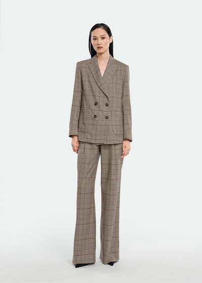 Stretch Houndstooth Double Breasted Blazer