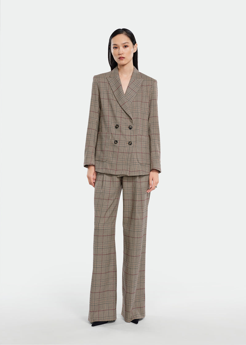 Stretch Houndstooth Double Breasted Blazer