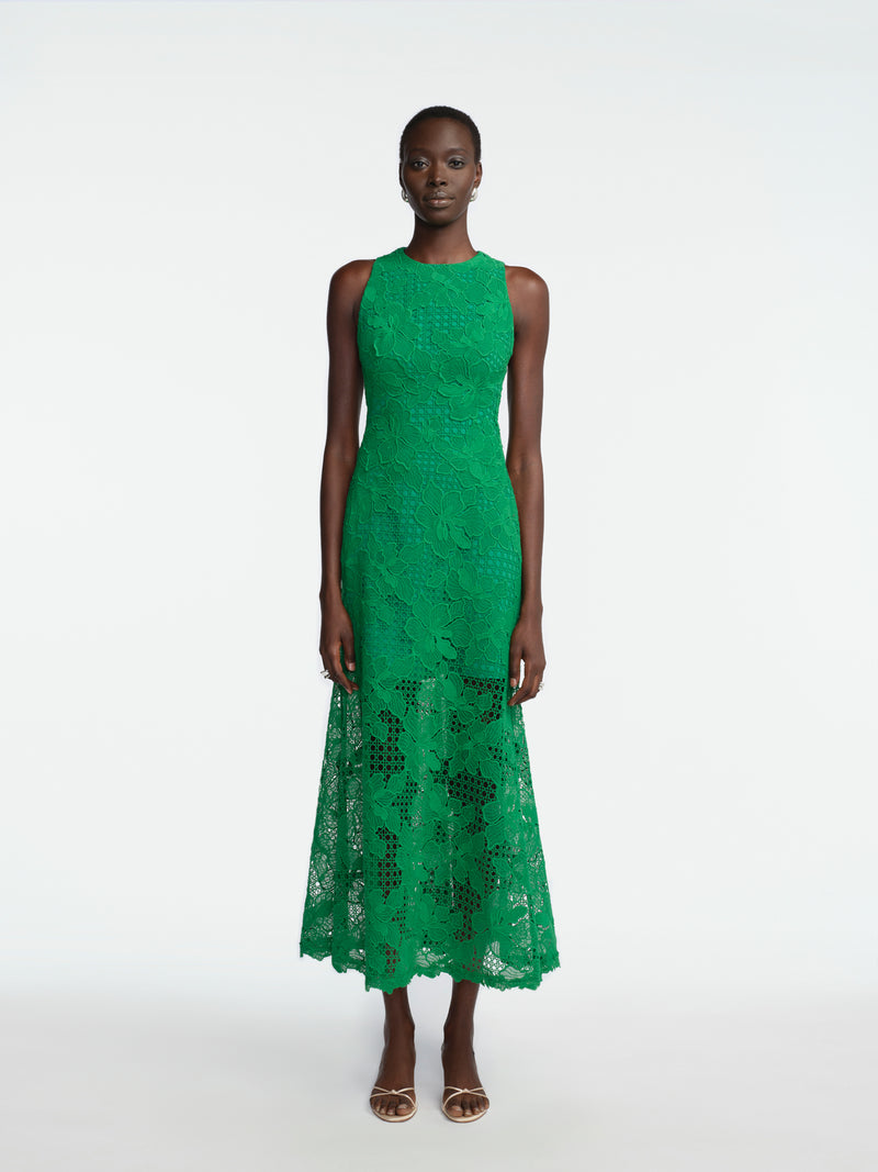 Lattice Guipure Lace Midi Dress Fern / 12 / PF269593 Lattice Guipure Lace Midi Dress Fern / 12 / PF269593
