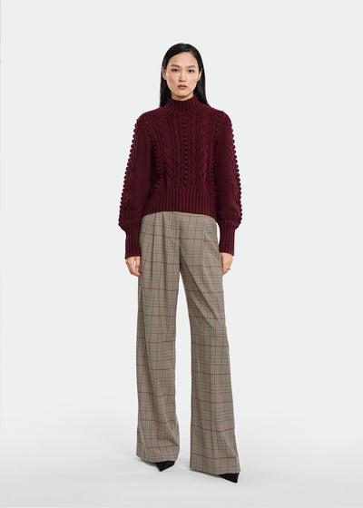 Stretch Houndstooth Pleated Pant