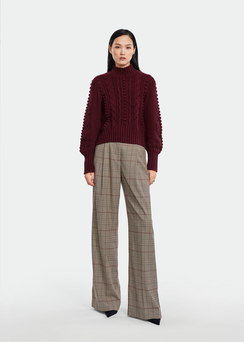 Stretch Houndstooth Pleated Pant