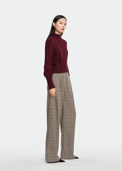 Stretch Houndstooth Pleated Pant