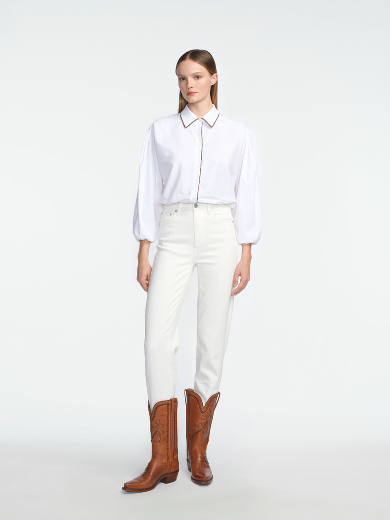 Cotton Poplin Leather Trim Harrier Shirt