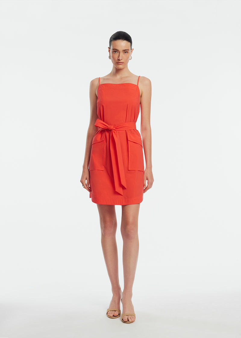 Tech Poplin Belted Dress