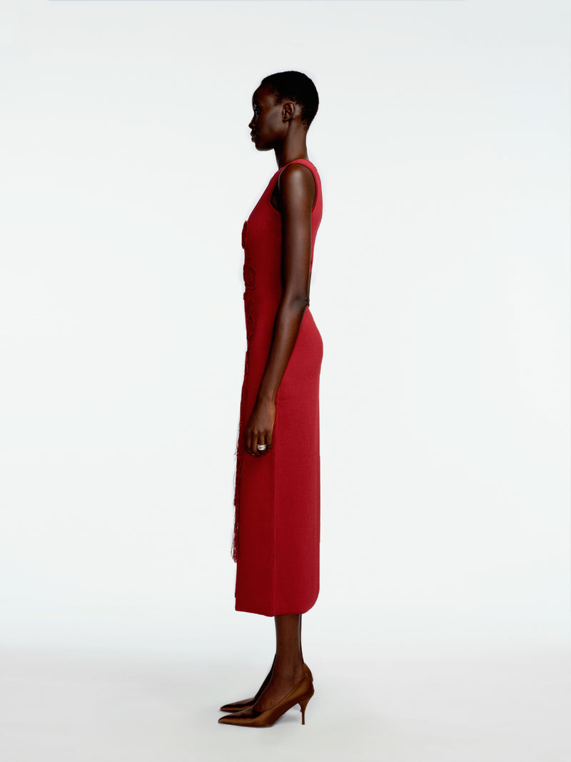 Crochet Applique Knit Dress