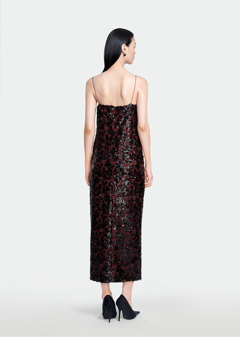 Sequin Embroidered Twill Slip Dress