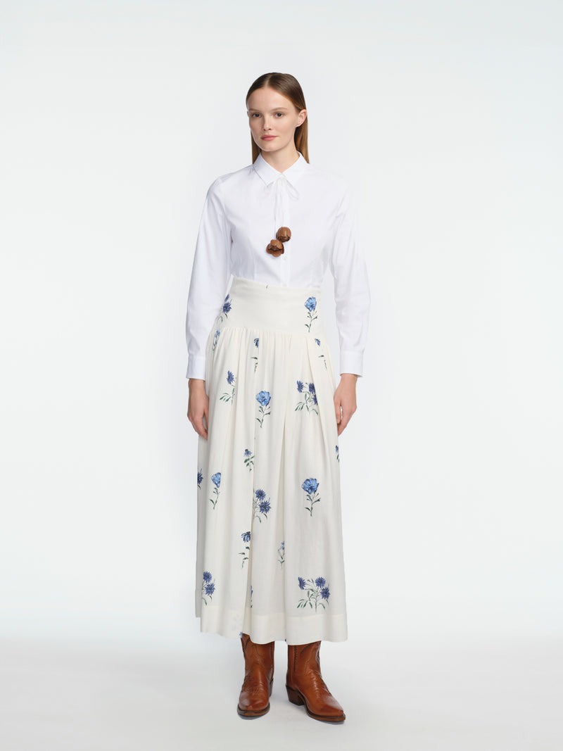 Wildflower Linen Blue Jay Skirt  Lela Rose
