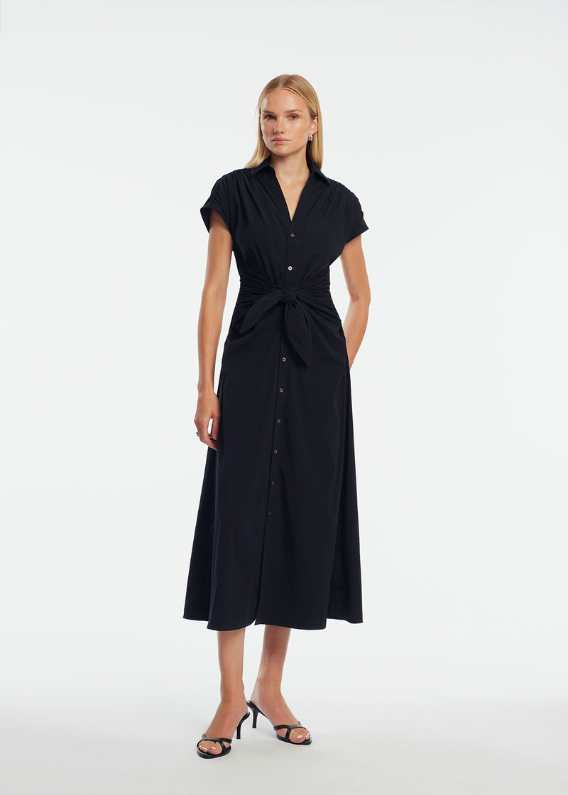 Lela Rose | Cotton Poplin Tie Waist Dress | XL | Black Lela Rose | Cotton Poplin Tie Waist Dress | XL | Black
