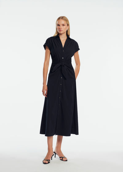 Cotton Poplin Tie Waist Dress
