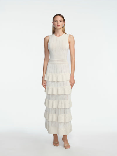 Fringe Detail Knit Piper Dress Lela Rose Fringe Detail Knit Piper Dress Lela Rose