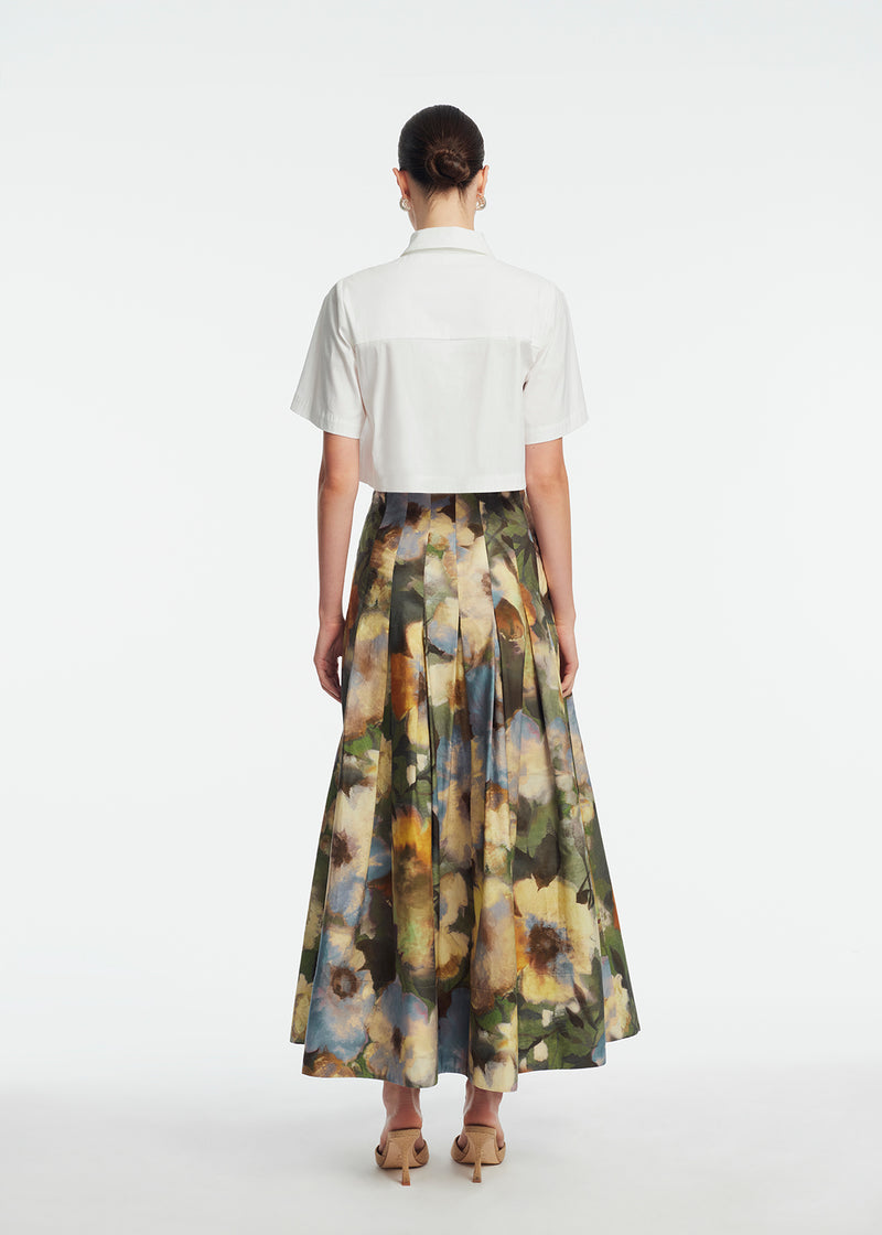 Floral Printed Cotton Full Skirt