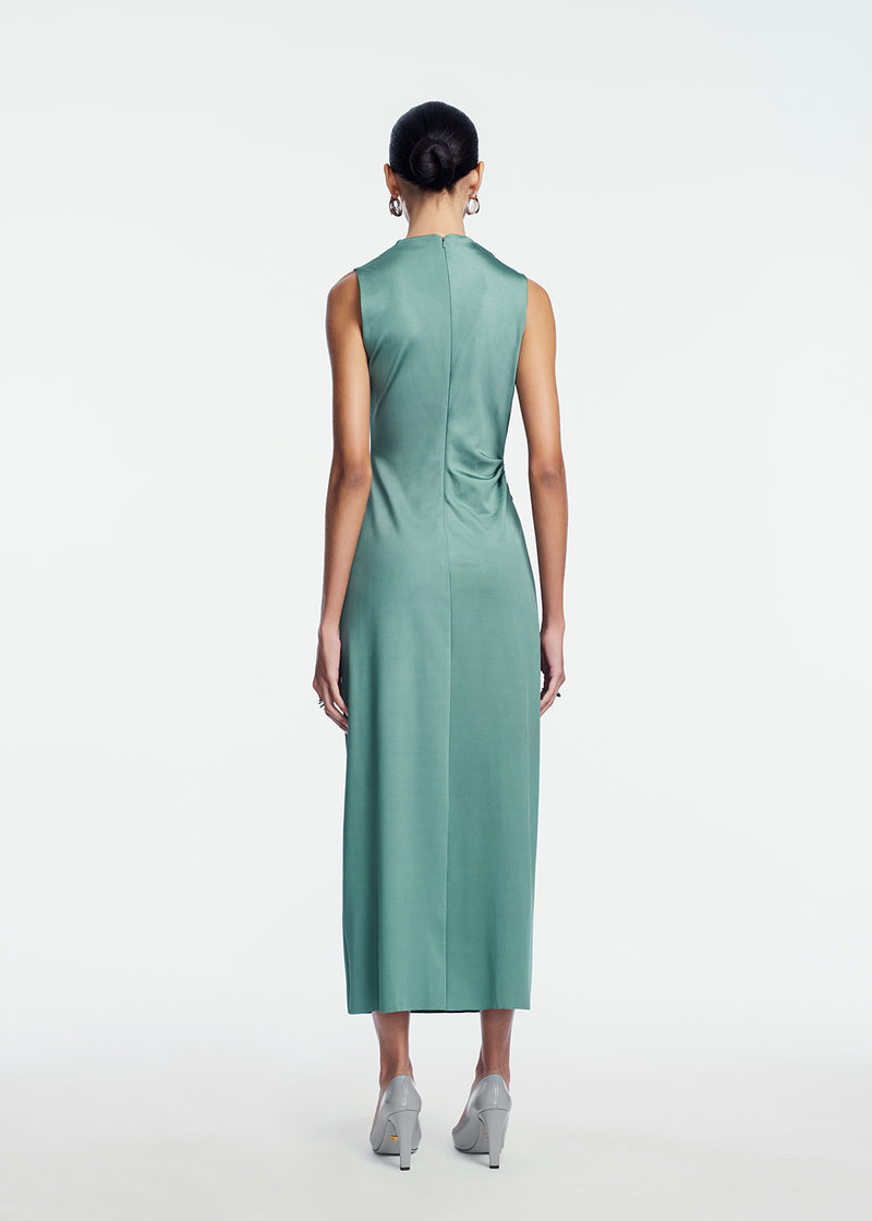 3D Metallic Embroidered Satin Jersey Column Dress
