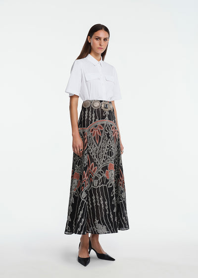 Geometric Fil Coupe Skirt