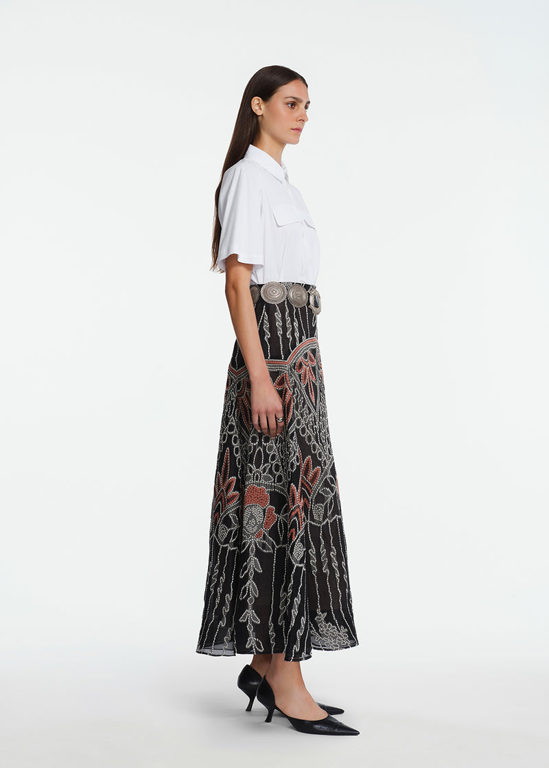 Geometric Fil Coupe Skirt