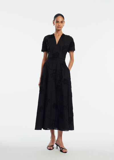 Ribbon Embroidered Cotton Full Skirt