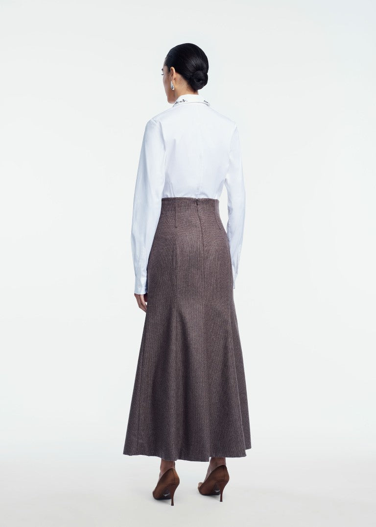 Plaid Wool Trumpet Skirt