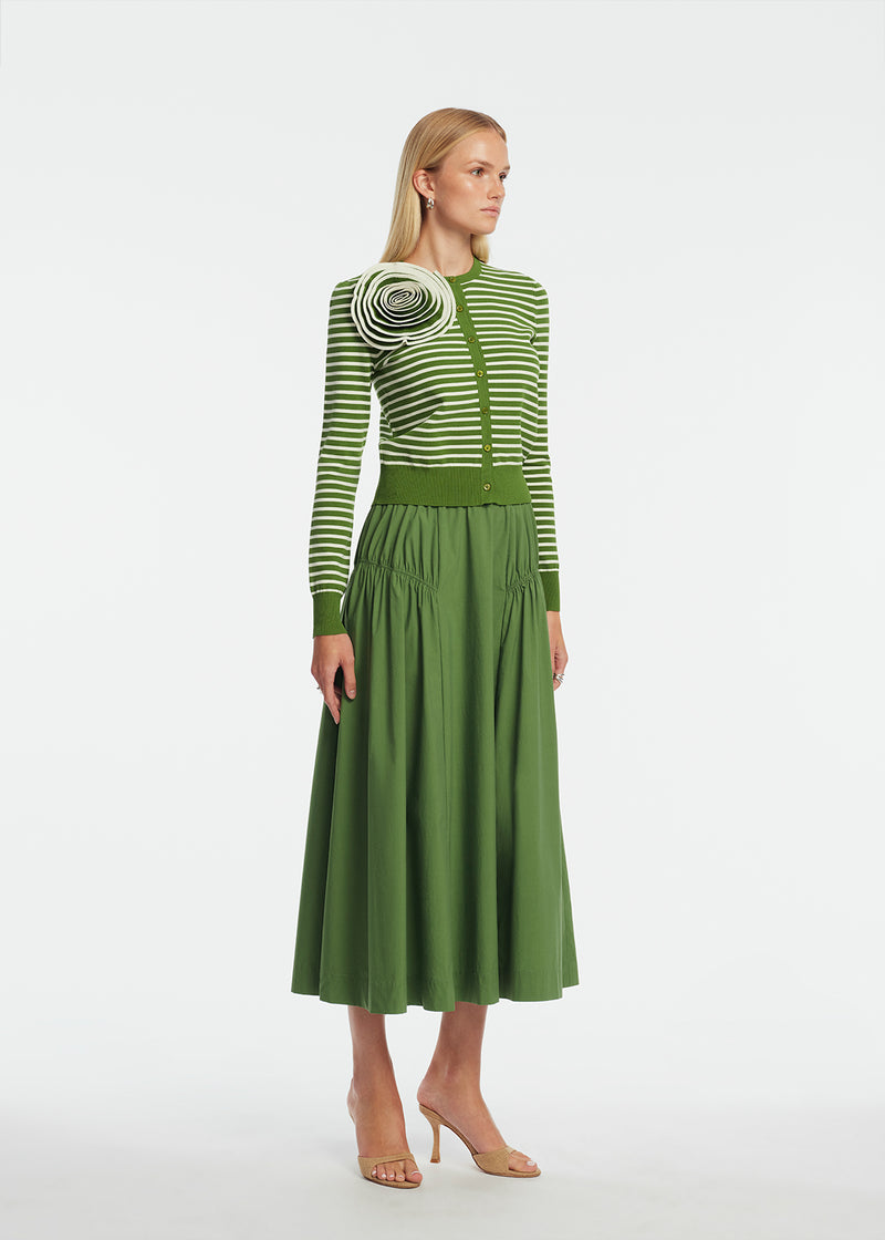 Tech Poplin Shirred Skirt