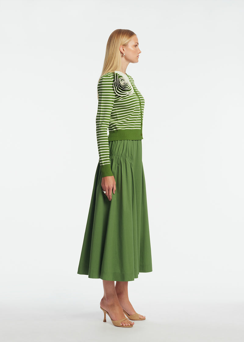 Tech Poplin Shirred Skirt