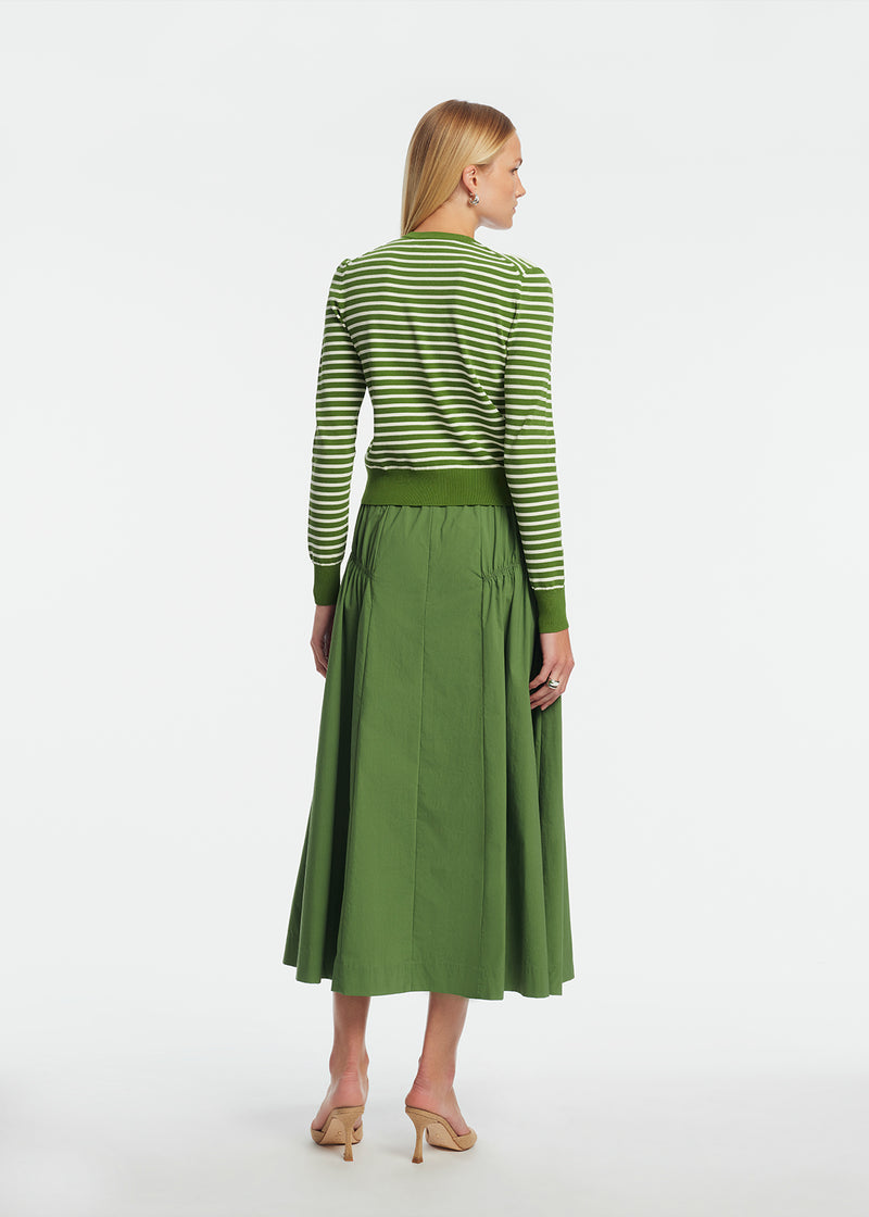 Tech Poplin Shirred Skirt