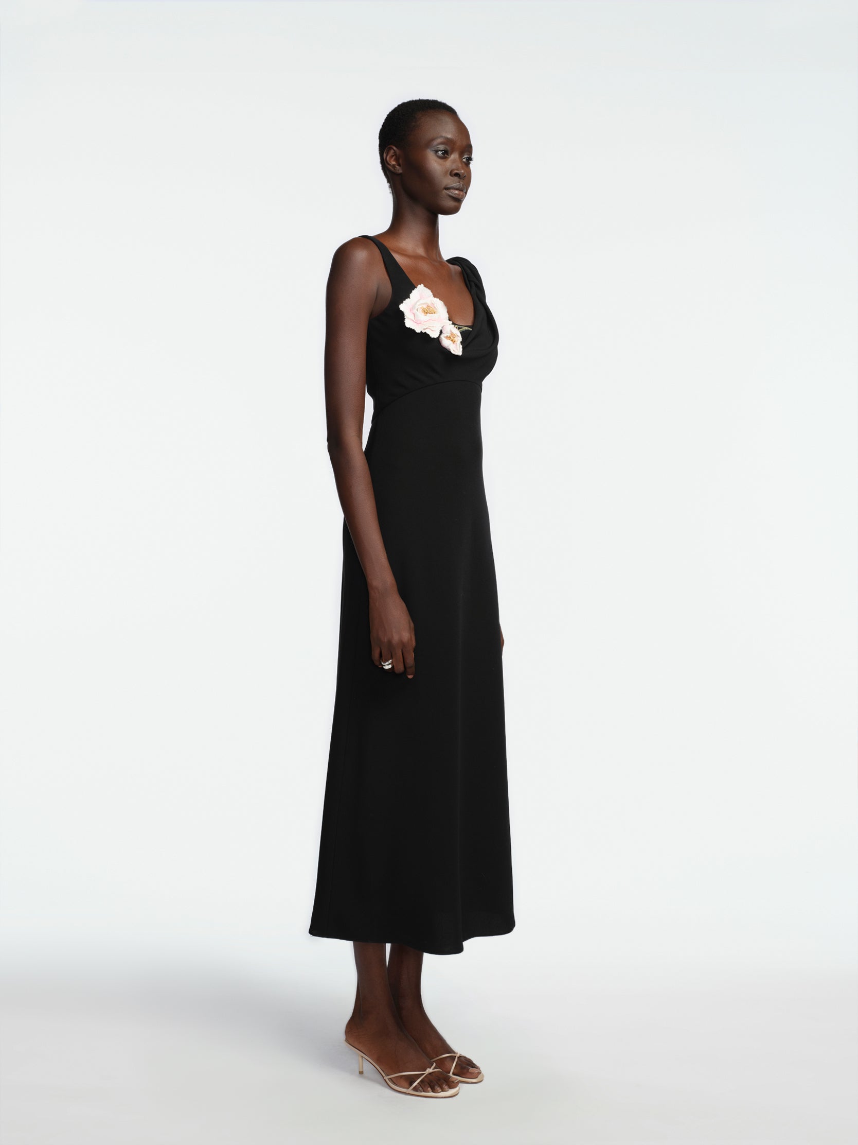 3D Peony Embroidered Fluid Crepe Twist Detail Dress – Lela Rose