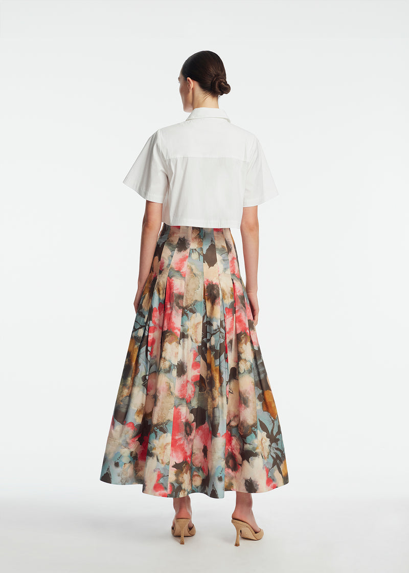 Floral Printed Cotton Full Skirt