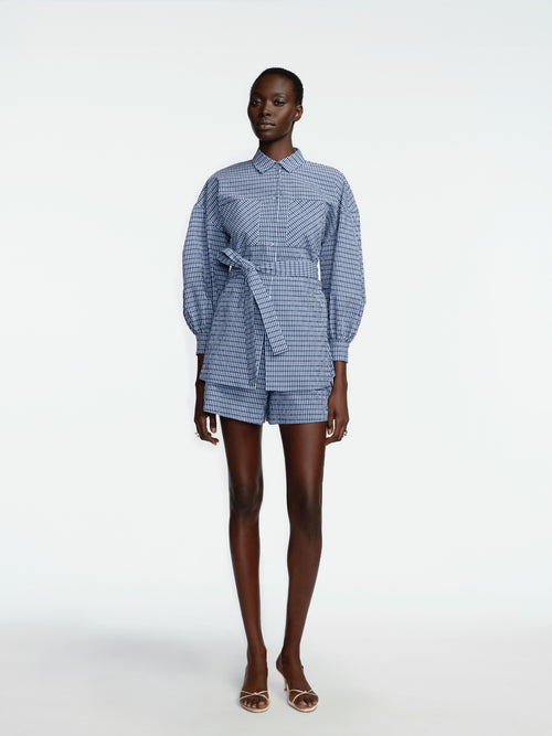 Checked Seersucker Button Down Shirt