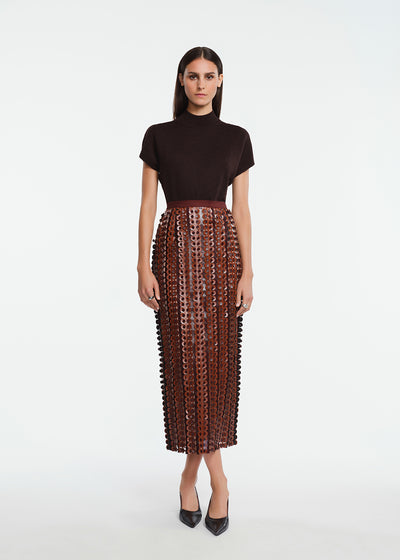 Faux Leather Loop Skirt