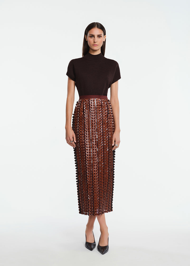 Faux Leather Loop Skirt