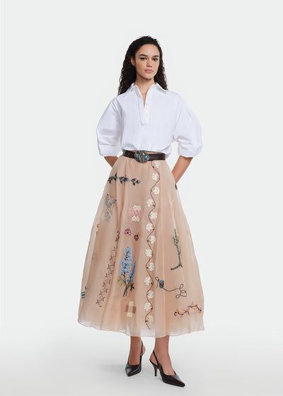 Sampler Embroidered Tulle Skirt