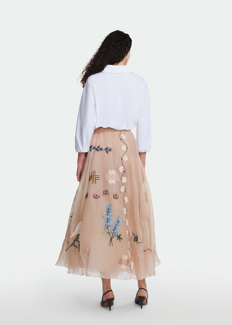 Sampler Embroidered Tulle Skirt