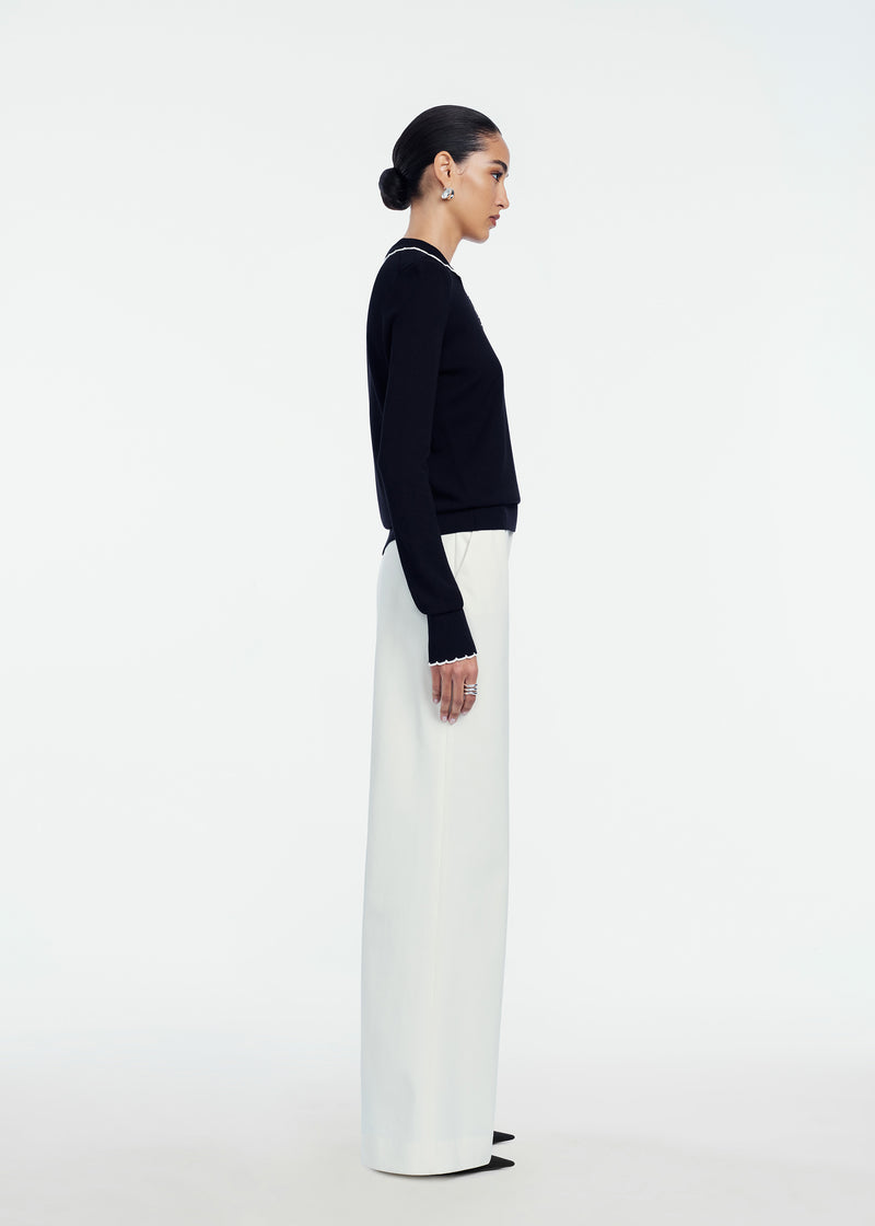 Crochet Trim Polo Knit