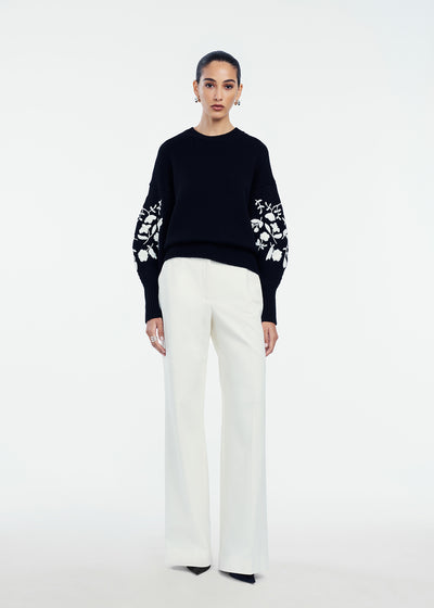 Floral Embroidered Knit