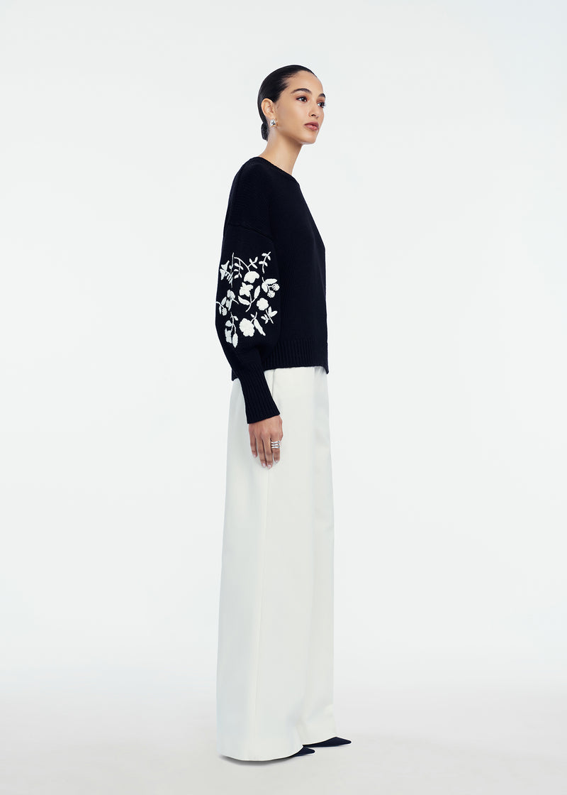 Floral Embroidered Knit