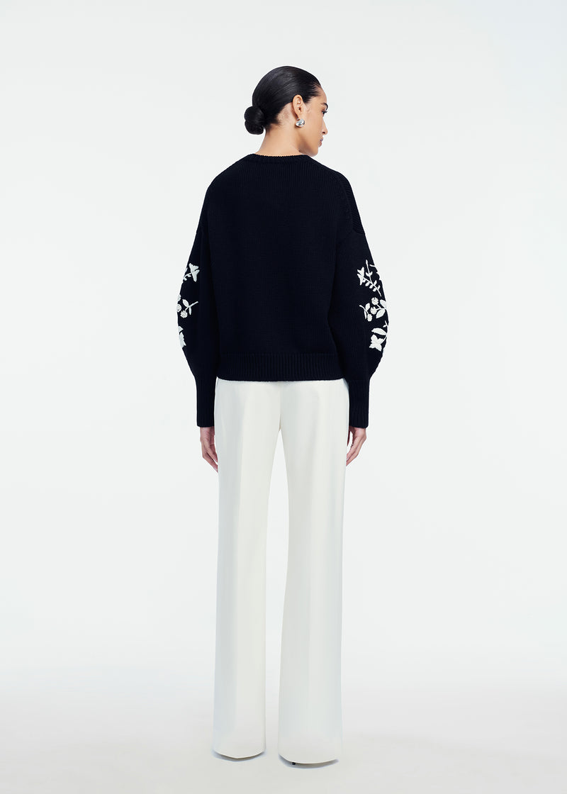 Floral Embroidered Knit