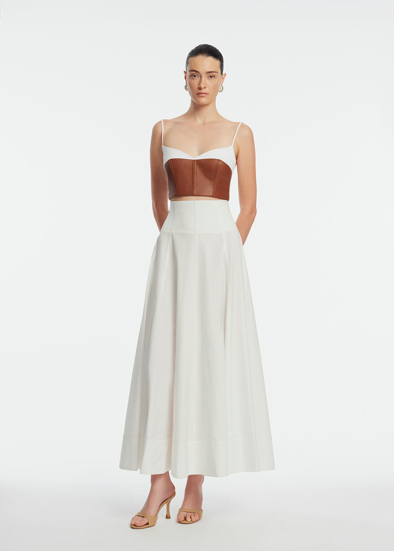 Cotton Poplin Leather Bustier