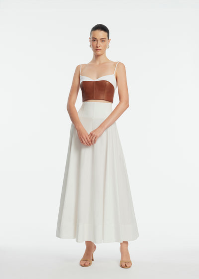 Cotton Poplin Leather Bustier