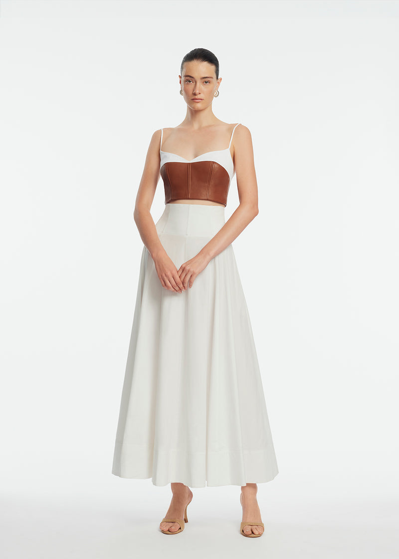 Cotton Poplin Leather Bustier