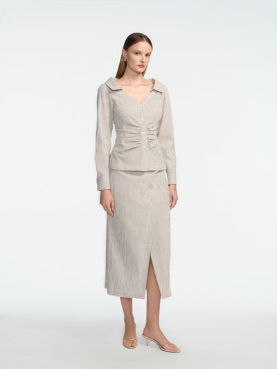 Striped Seersucker Open Neck Shirt