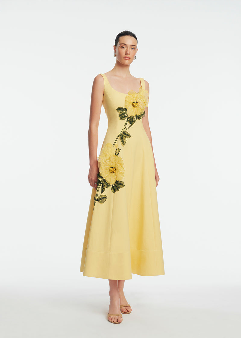 Peony Embroidered Stretch Cotton Full Dress – Lela Rose