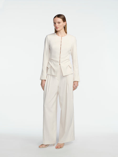 Linen Tucked Jacket – Lela Rose