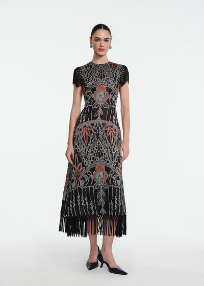Geometric Fil Coupe Midi Dress