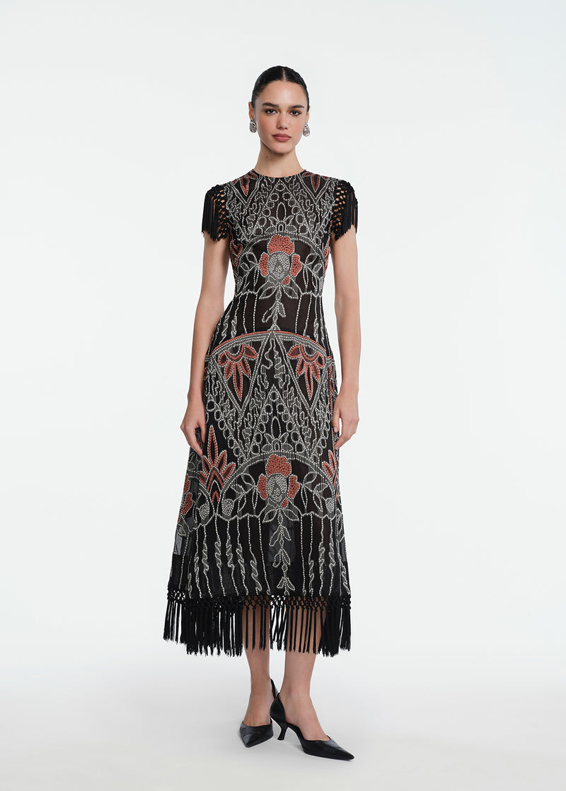 Geometric Fil Coupe Midi Dress