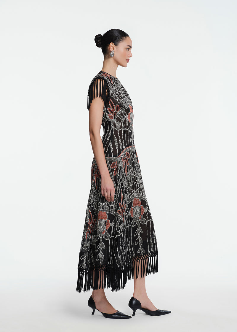 Geometric Fil Coupe Midi Dress