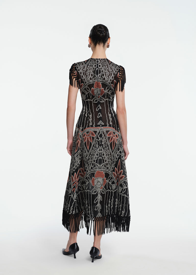 Geometric Fil Coupe Midi Dress