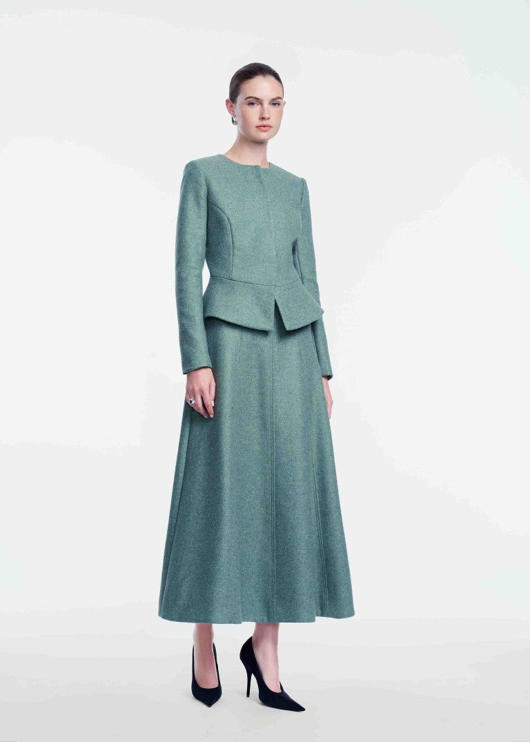 Boiled Wool Midi Skirt