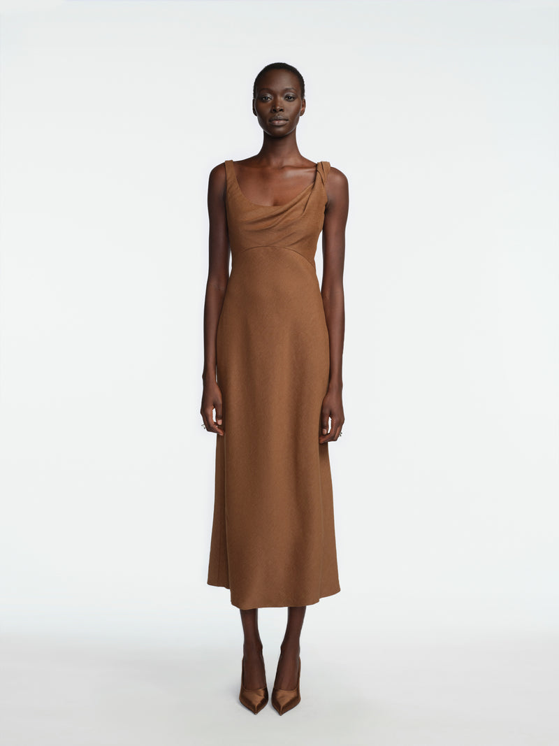 Linen Twist Detail Dress Lela Rose Linen Twist Detail Dress Lela Rose