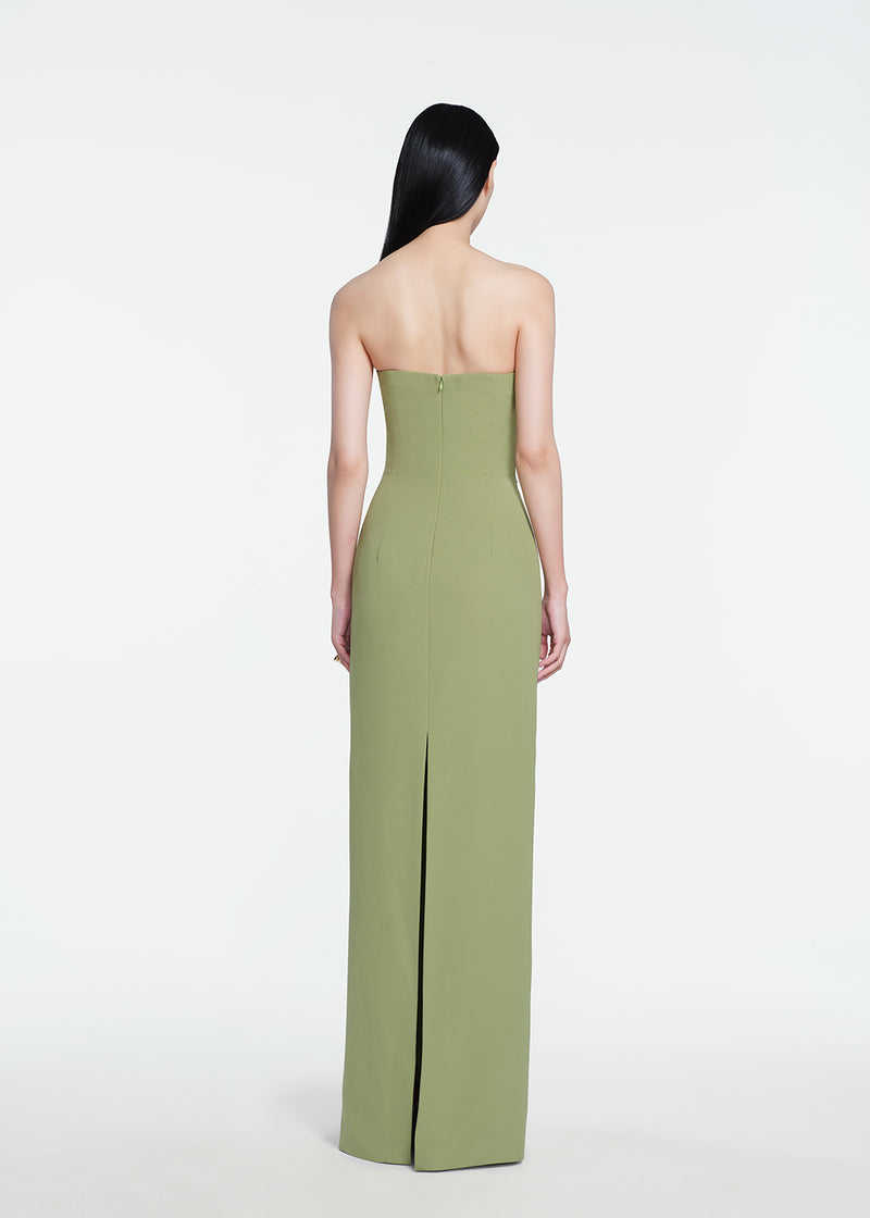 Floral Needlepoint Embroidered Fluid Crepe Ava Gown