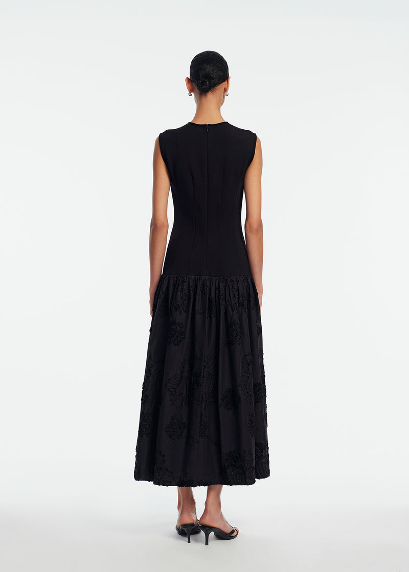 Ribbon Embroidered Cotton Combo Dress