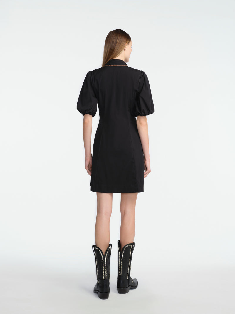 knee length dresses for ladies Cotton Poplin Leather Trim Wren Dress